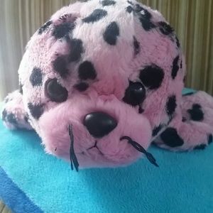 Girlz Plush Seal Pink with Black Polka dots